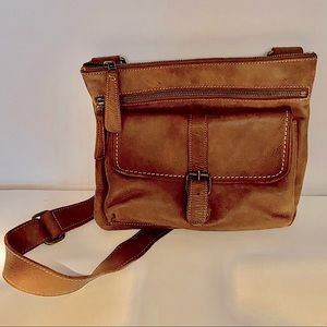 Roots Brown Tribe  Leather Crossbody Purse